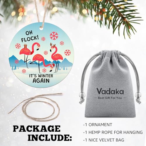 Flamingo Christmas Ornament - Funny Wooden Tree Decor Gift