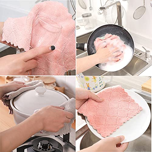SAOYOAS 10 Pack Microfiber Kitchen Towels - Super Absorbent Coral Velvet
