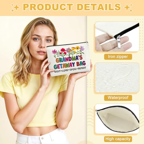 Grandma Makeup Bag Cotton Linen Travel Cosmetic Pouch Gift for Nana