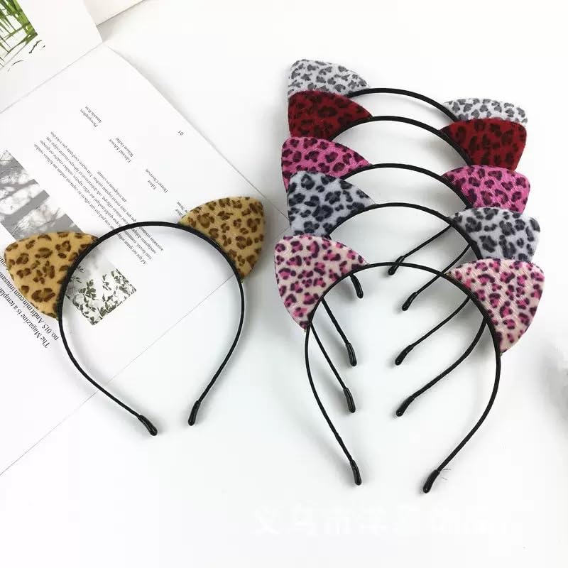 ASHONE Cat Ears Headband Cheetah Costume Hair Accessory (Light Blue)