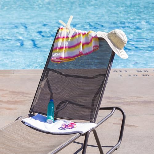 Large Beach Towel Clips for Chairs, 8 Pack Blue & Khaki - Non-Slip