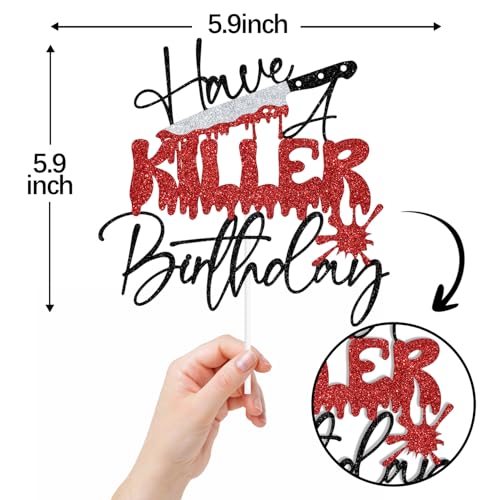 Black Glitter Halloween Cake Topper - Have A Killer Birthday
