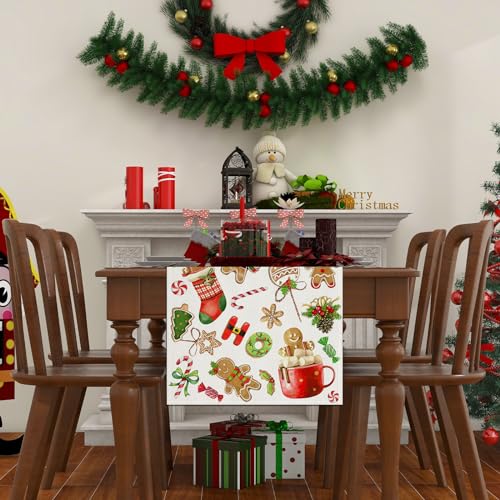 Christmas Gingerbread Table Runner 13x90 Inch Holiday Table Decor for Kitchen & Dining - Variation of Table Runner, 13" x 90"