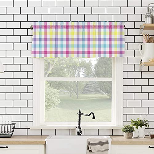 Savannan Easter Buffalo Check Valance - Colorful Plaid 54x18
