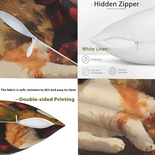 Doobicy Autumn Cat Pillow Covers 18x18 Inch Set of 4 - Wl-dp-aoh-cats