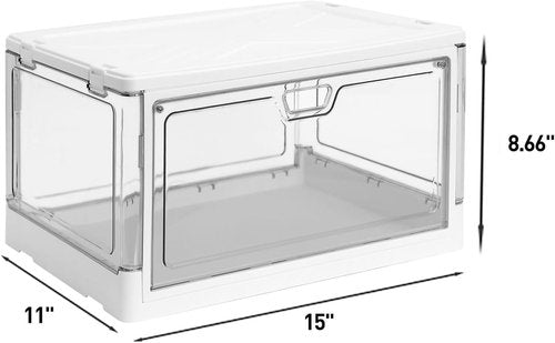 HYBRIDEAS Clear Stackable Storage Bins - 3-Pack with Lids & Magnetic Doors | Large 24 QT Craft Organizers