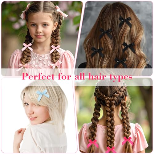50-Piece Mini Hair Bow Clips Small Ribbon Hair Barrettes for Women and Girls