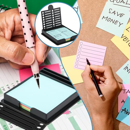 Black Sticky Note Holder with 5 Stencils & 100 Post-It Notes