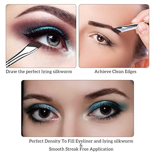 Etercycle 3 Pcs Angled Eyeliner Brushes Ultra Thin Synthetic Bristles