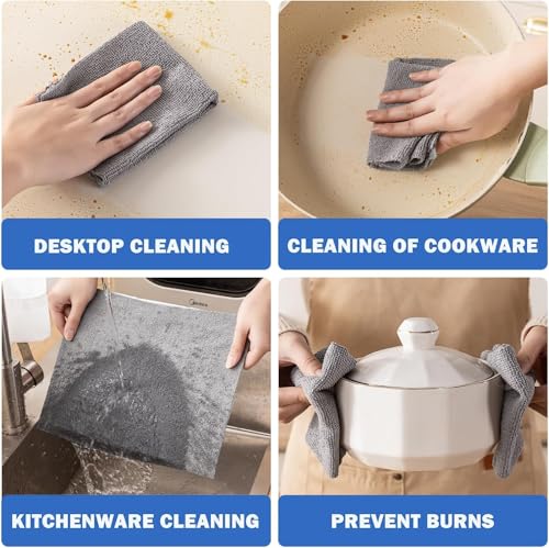 Microfiber Cleaning Cloth Roll - 55 Pack, 11" x 9" Grey, Ultra Absorbent & Lint Free