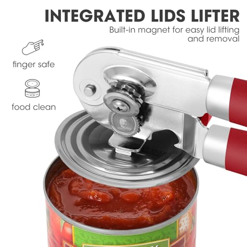 UHIYEE Manual Can Opener with Magnetic Lid Lifter - Arthritis Friendly, 420J2 Steel, Easy-Turn Knob