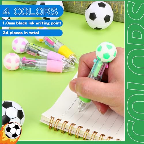 24 Pack Multicolor Soccer Mini Pens - Fun Party Favors for Kids