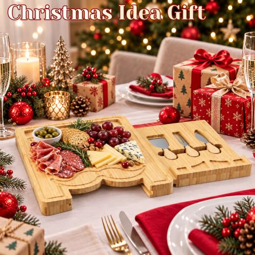 Christmas Nutcracker Charcuterie Board Gift Set with Utensils - Bamboo, 13x13 Inches