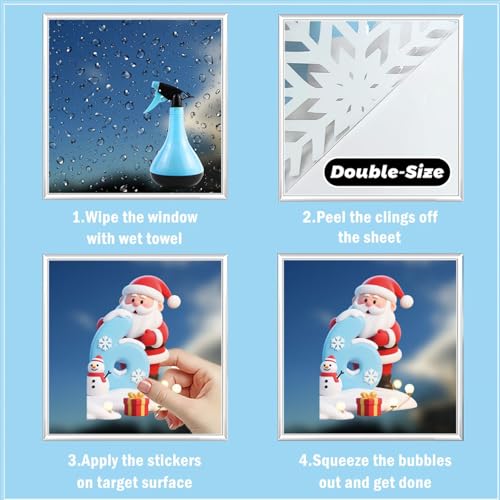 93 Pcs Double-Sided Christmas Window Clings - Reusable Holiday Stickers