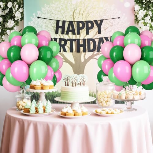 60Pcs Pink and Green Balloons for Jungle Themed Parties
