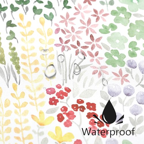 MAYZUS Sage Green Floral Shower Curtain, Boho Wildflower Fabric 60"x72"