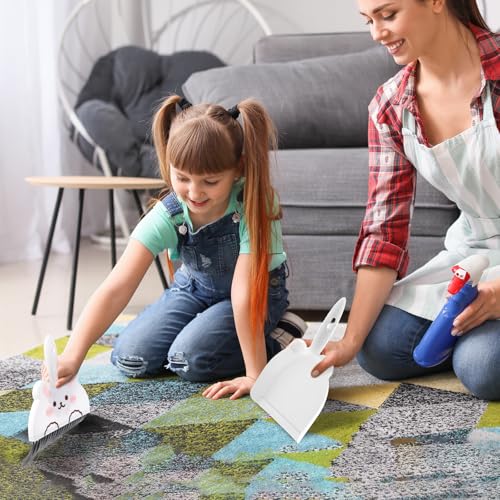 Little White Rabbit Portable Mini Dustpan and Brush Set for Small Space Cleaning