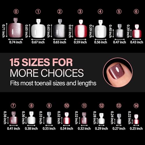 AILLSA Cat Eye Press On Toenails 120 Pcs Short Square Fake Toe Nails