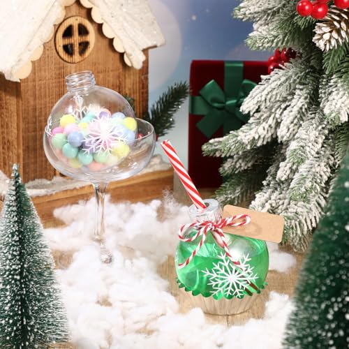 12Pcs Christmas Plastic Ball Bottle Decorations for Drinks - Snowflake Pattern