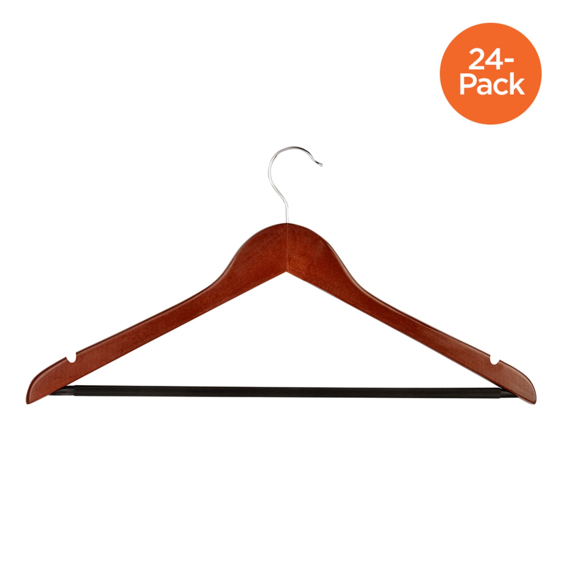 Honey-Can-Do No Slip Wooden Coat Hangers, Cherry Wood, 24-Pack