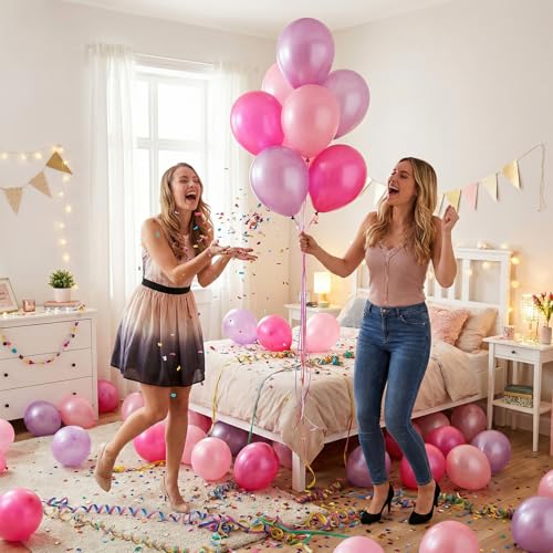 60 Pcs Pink Latex Balloons Set - Assorted Shades for Parties