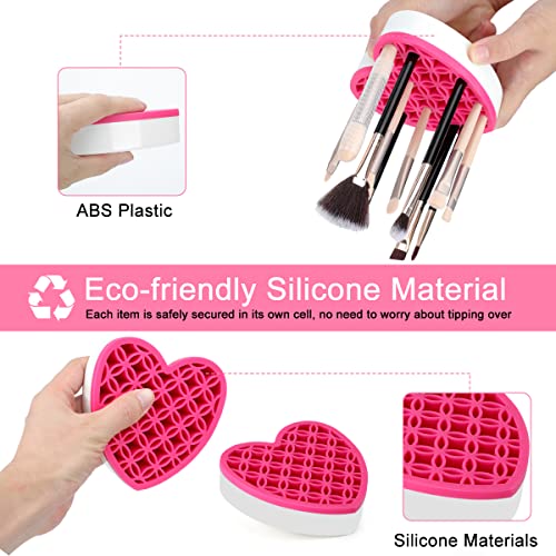 Pink Silicone Makeup Brush & Cosmetic Organizer - Multi-Use Pen & Tool Holder