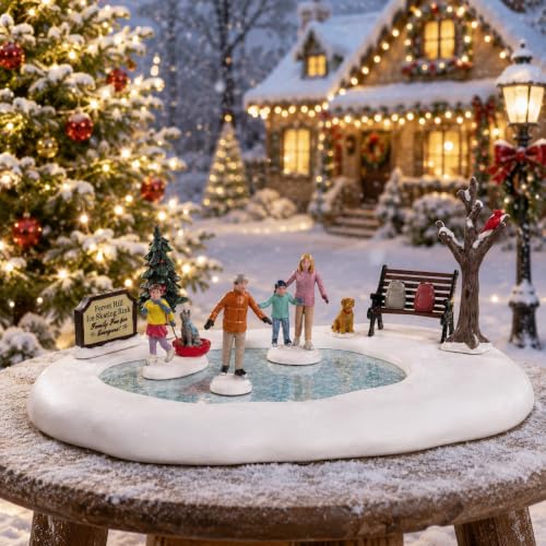 Christmas Village Family Skating Rink Accessory Resin