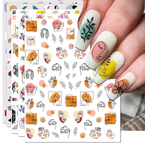IDDFEVE Abstract Graffiti Nail Art Stickers - 3D Self-Adhesive Decals (9 Sheets)