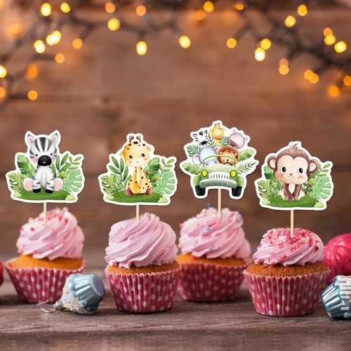 Safari Cupcake Toppers - 24 PCS Baby Shower Decorations