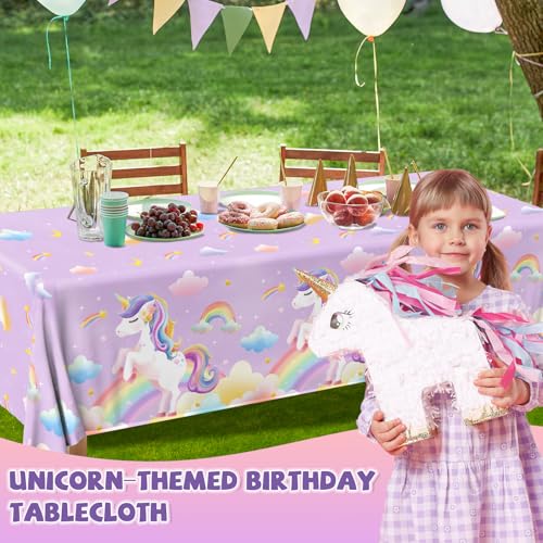 Cextoga Unicorn Disposable Tablecloths, 4-Pack Waterproof Party Covers