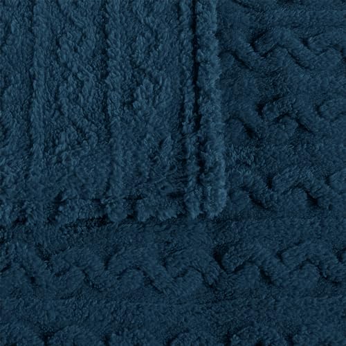 FY FIBER HOUSE 3D Pattern Fleece Throw Blanket, Navy, 50"x60"