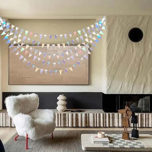 Iridescent Holographic Triangle Pennant Banner - 4 Sets