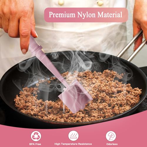 Efficient Meat Chopper Tool with 5 Curved Blades - Pink