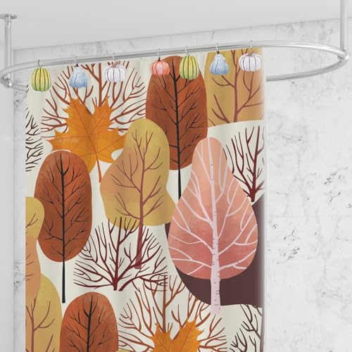 Pumpkin Shower Curtain Hooks - 12 Pcs Fall Decorative Rings (Green & Blue)