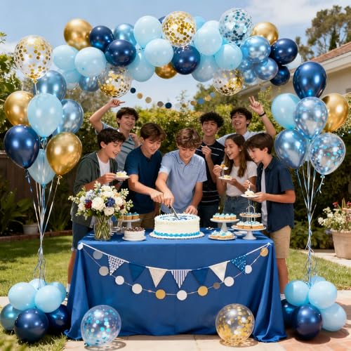 Navy Blue and Gold Balloons - 60 Pack 12 Inch Party Decor