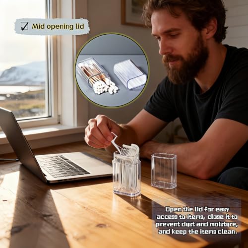 Clear Mini Storage Boxes 4-Pack, Transparent Travel Organizers for Q-Tips and Small Essentials