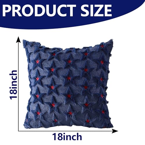 4th of July Pillow Covers Set of 2 - Color 7, 18x18 Inch Star Design