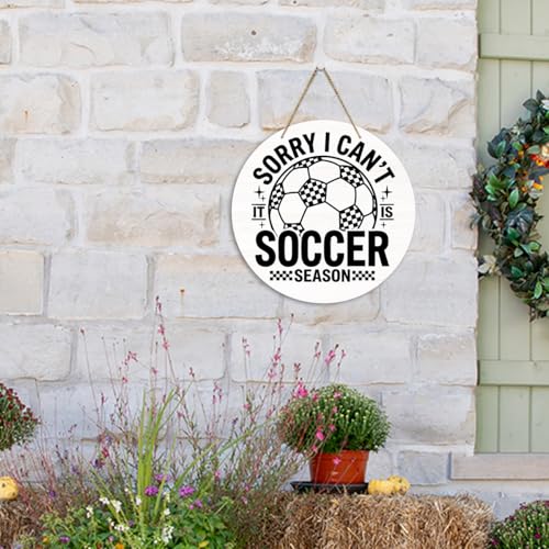 Soccer Wooden Door Decor Sign - 11.8 Inch Football Fan Wall Hanger