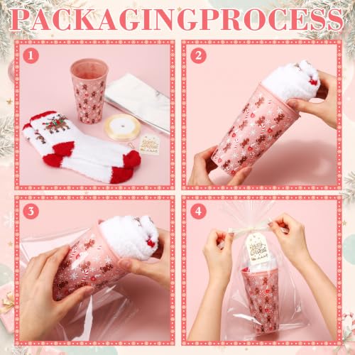 Pastel Christmas Party Favors Set - Stockings, Mugs, Wrapping Supplies, 12 Sets