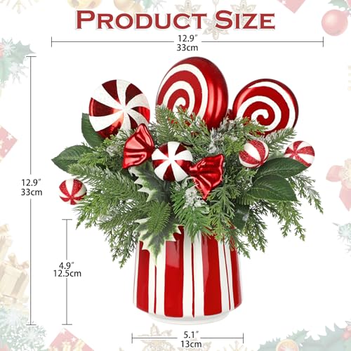 Artificial Christmas Tree with Candy Canes Pine Cones and Potted Decor - Style 5
