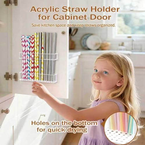 Acrylic Straw Holder with Adjustable Split Design - 9.5'' Storage for Kitchen