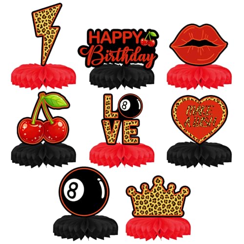 8-Piece Red Cheetah Print Birthday Decorations Set