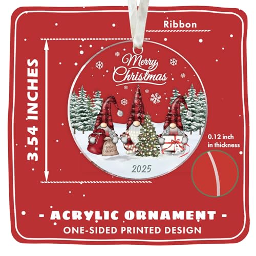 Gnome Christmas Ornament 2025 - Acrylic Holiday Decor Gift