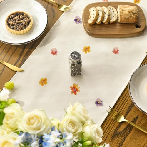 Artoid Mode Bloom Flower Tree Spring Table Runner 13x60 Inch Beige Home Decor