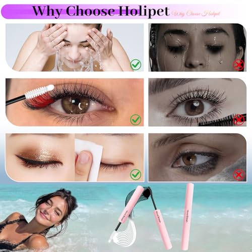 Holipet 680 Pcs Lash Clusters Kit with Glue, Tweezer & Brush - 9-18mm Wispy Manga Eyelash Extensions