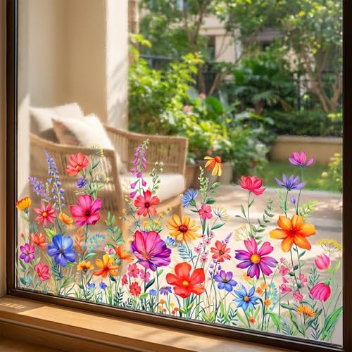 Double-Sided Wildflower Window Clings | Glue-Free Floral Decor