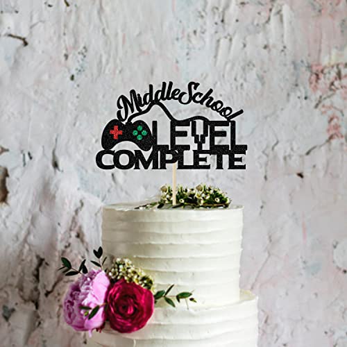 Black Glitter Middle School Graduation Cake Topper - Class of 2026