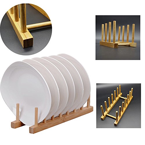Bamboo Wooden Dish Rack for Kitchen - Eco-Friendly Drying Stand