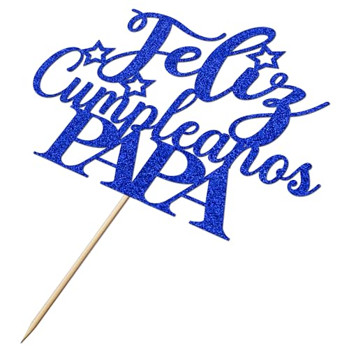 Glitter Father's Day Cake Topper Blue Dad Birthday Party Decoration