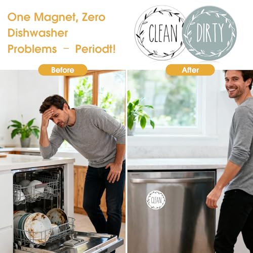 Dishwasher Clean Dirty Magnet - Slate Blue & White